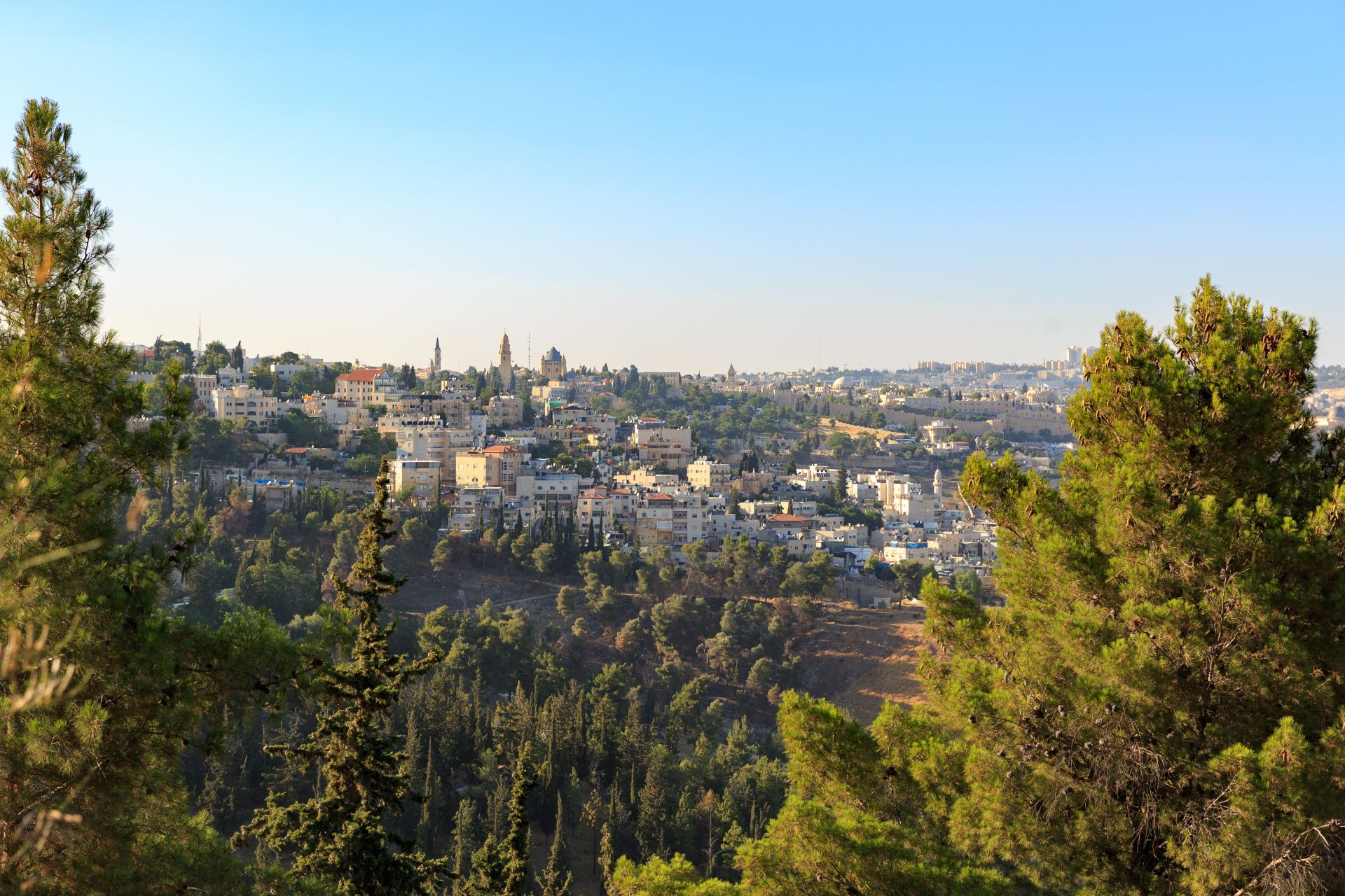 ISRAEL View on mount Zion, Dormitsion abbey and church in Jerusalem