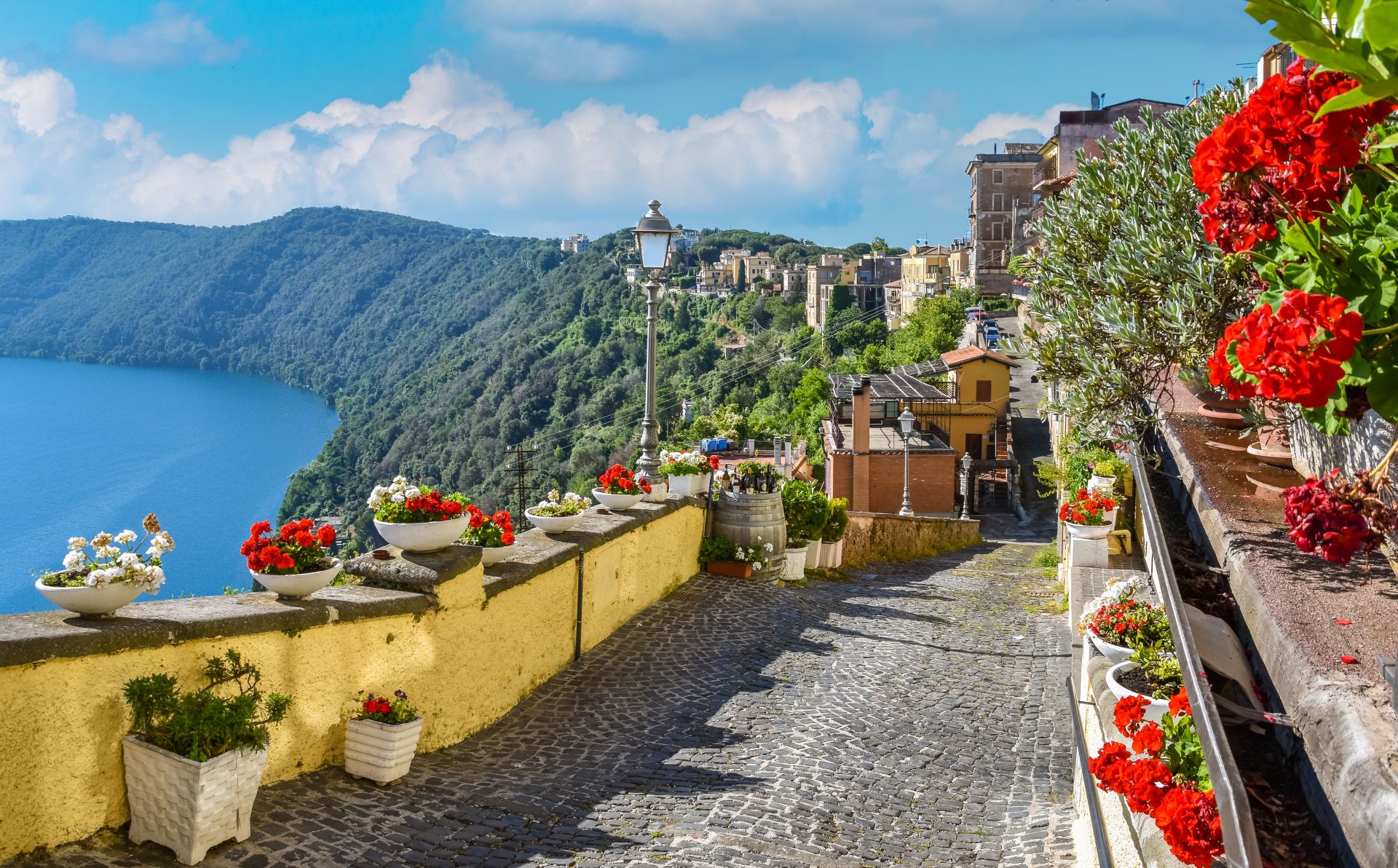 Scenic-sight-in-Castel-Gandolfo-with-the-Albano-lake-in-the-province-of-Rome-Lazio-central-Italy