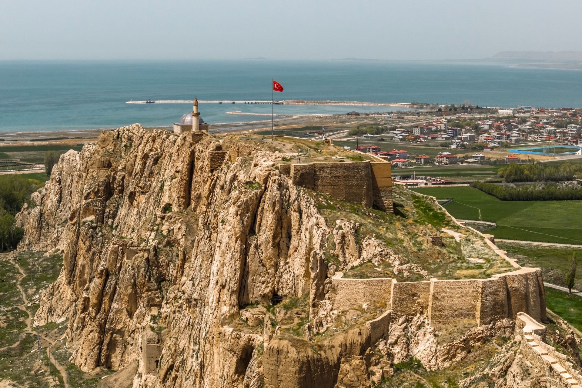 Aerial view of the historic Van Castle TURKEY