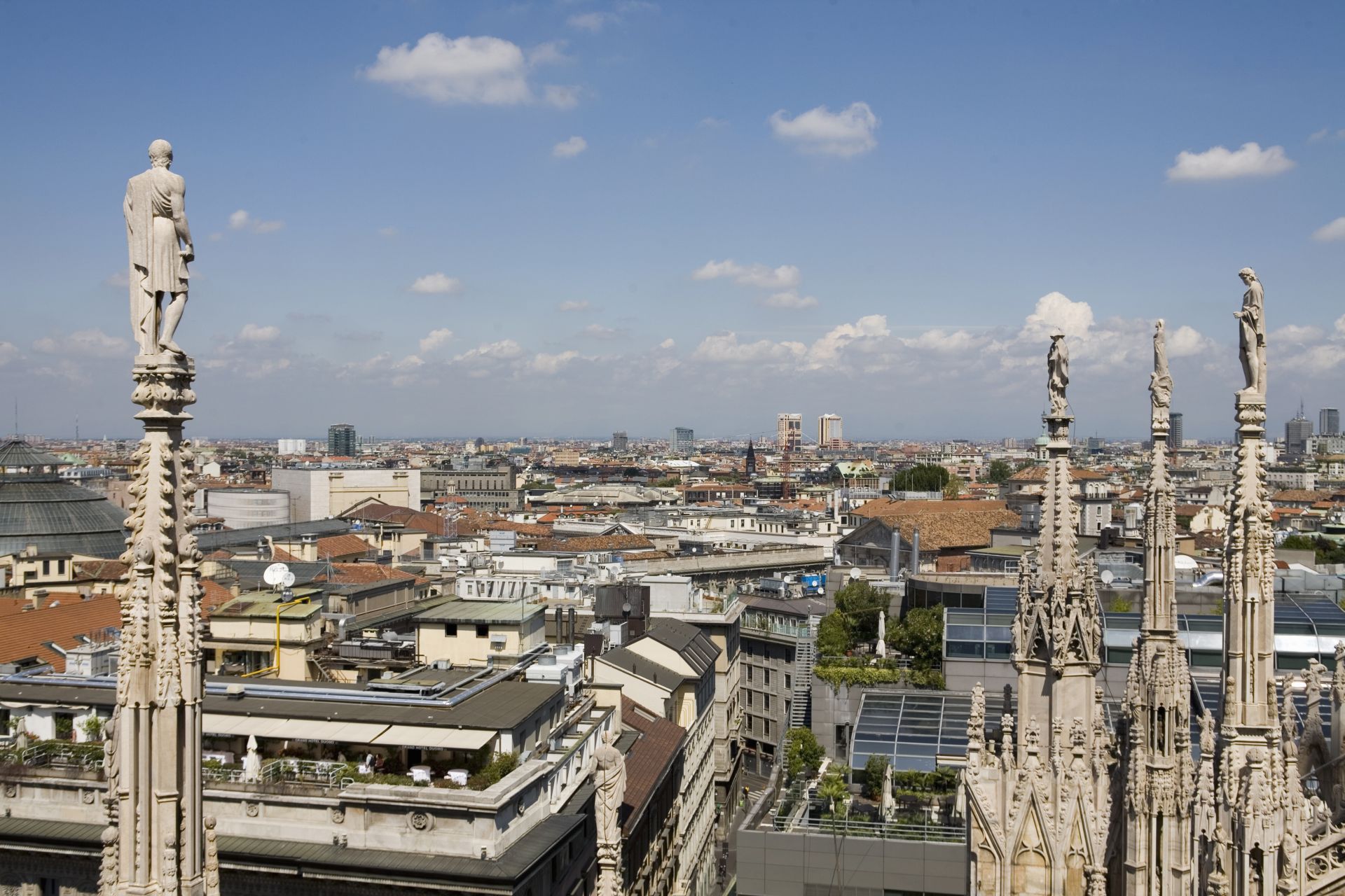 View of Milan cityscape from Cathedral, Milan, Lombardy, Italy