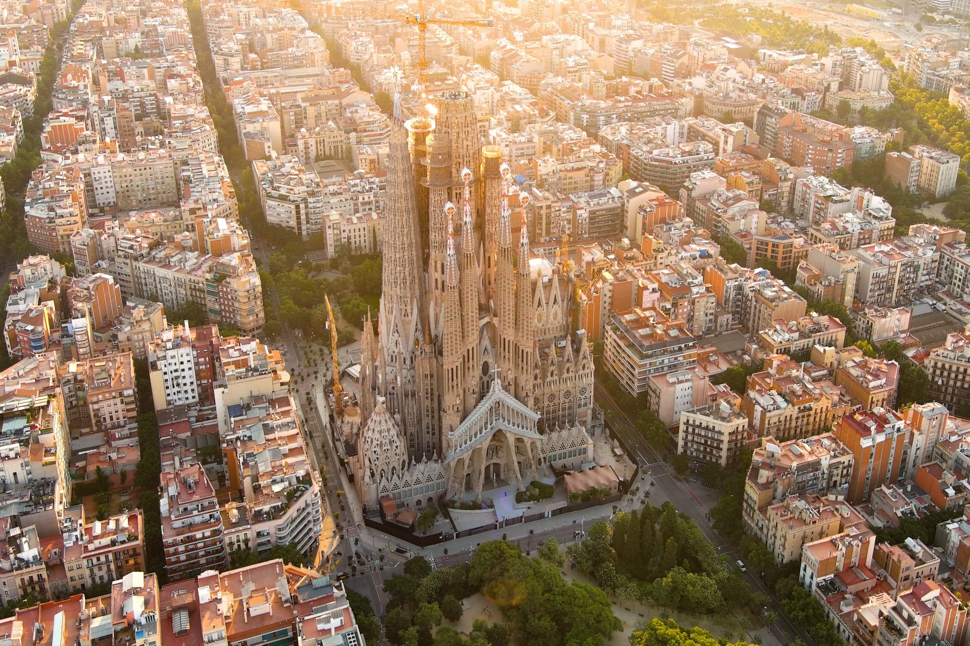 Aerial Sagrada Familia, Barcelona, SPAIN