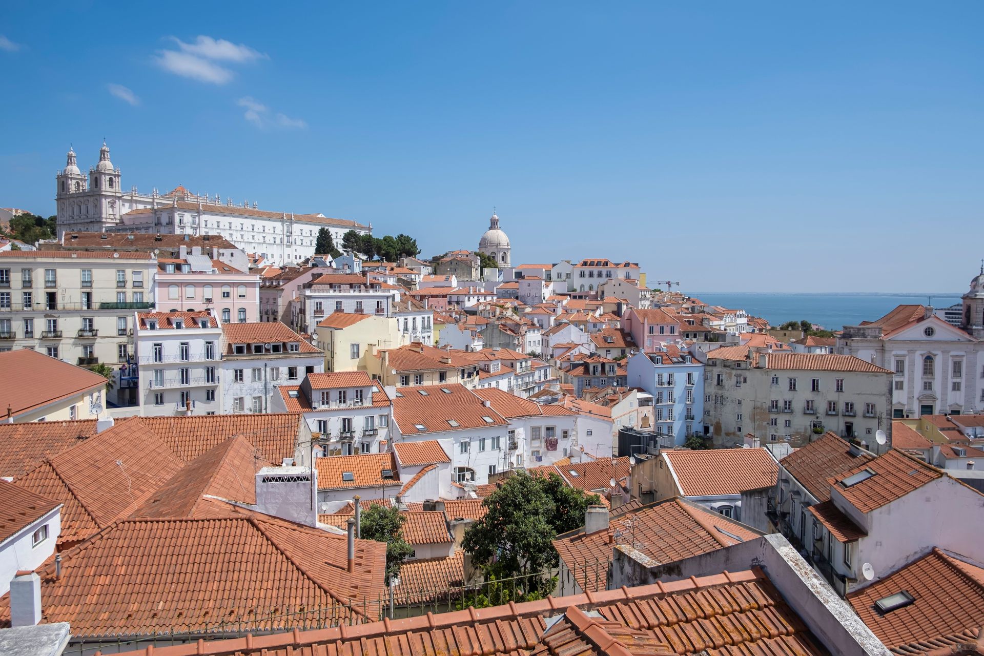 view of the Alfama district of Lisbon, from the viewpoint of Portas do Sol