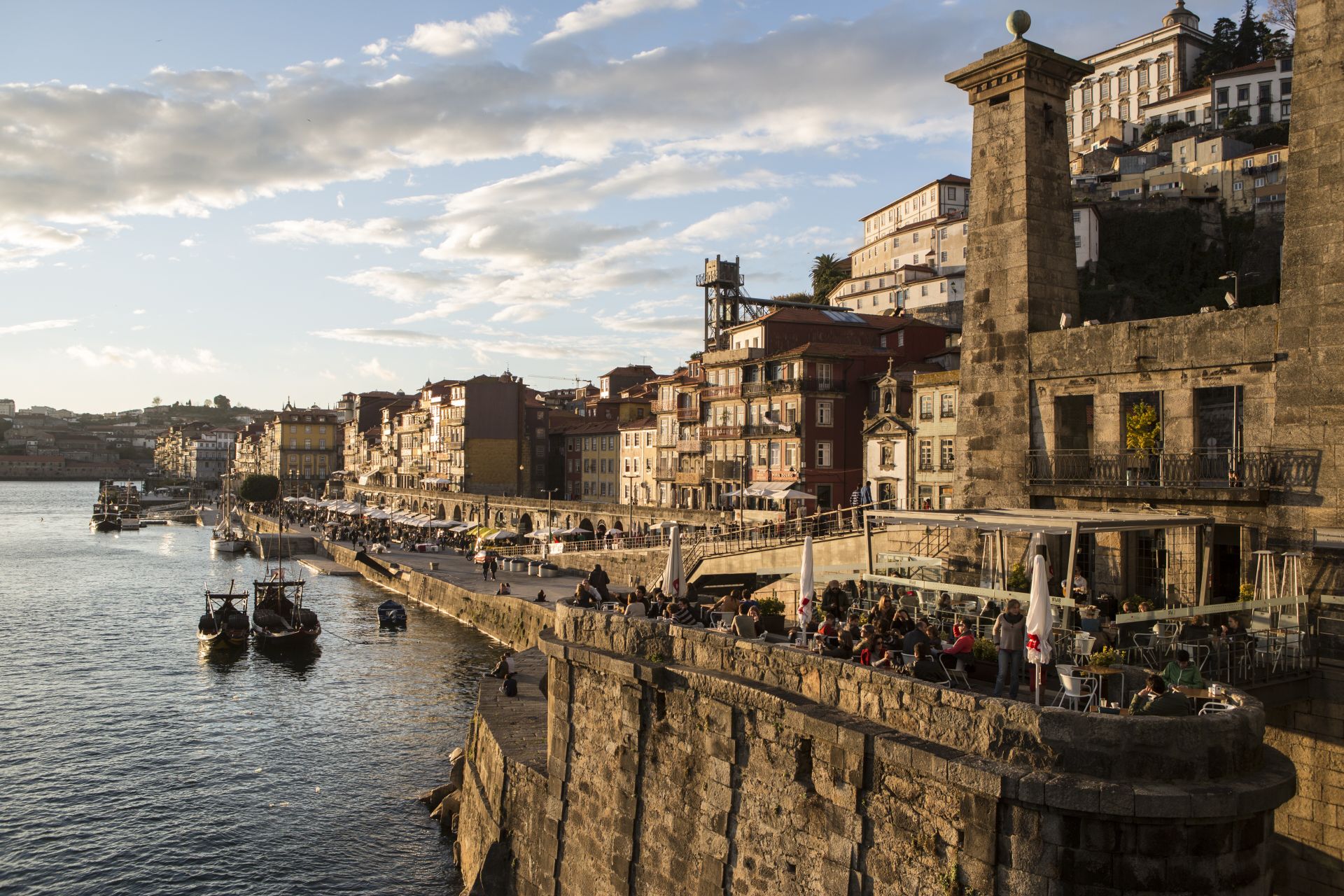 River with boats at dusk, Porto, Portugal