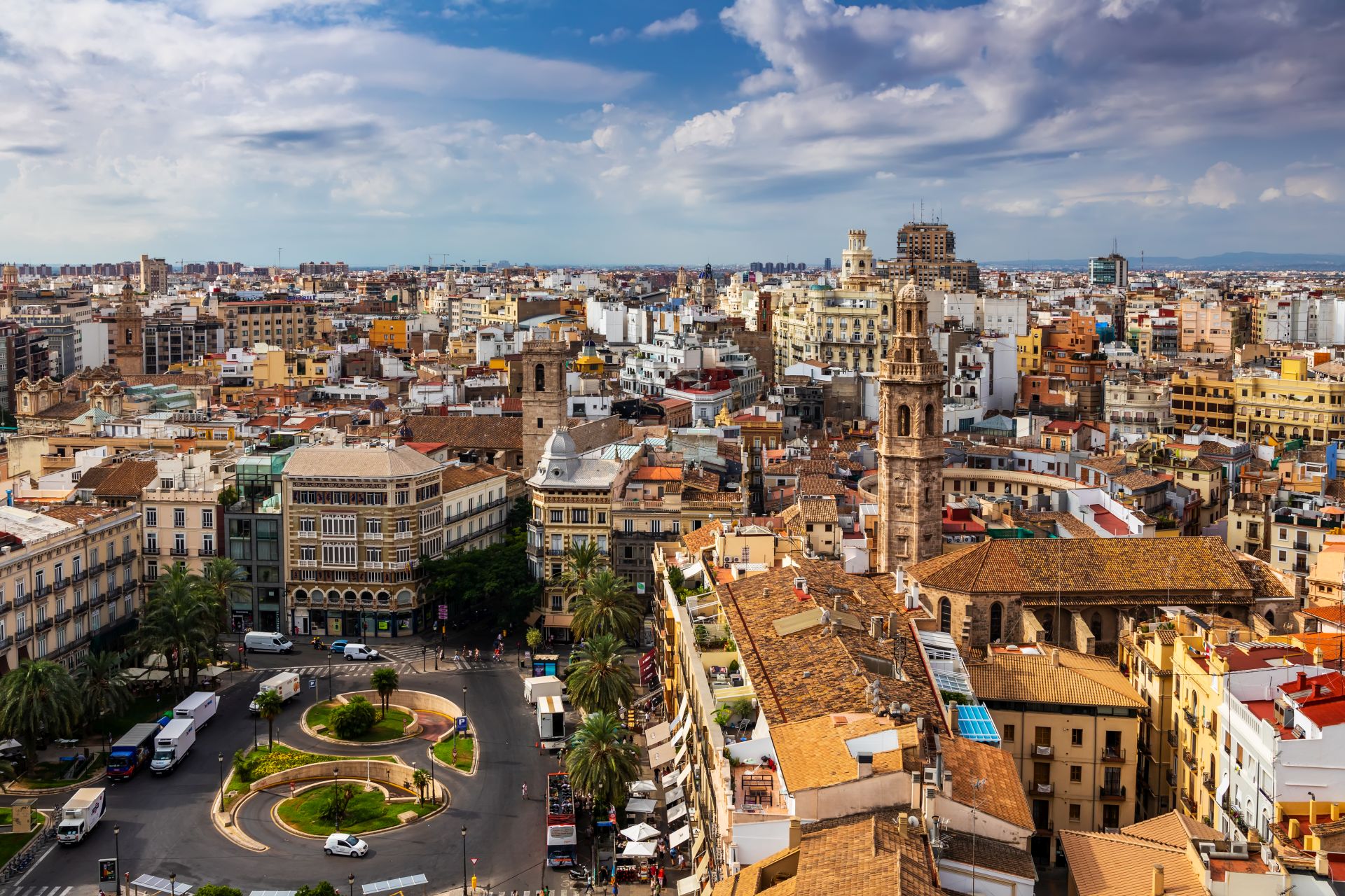 Beautiful view of Valencia from the tower Torre del Miguelete
