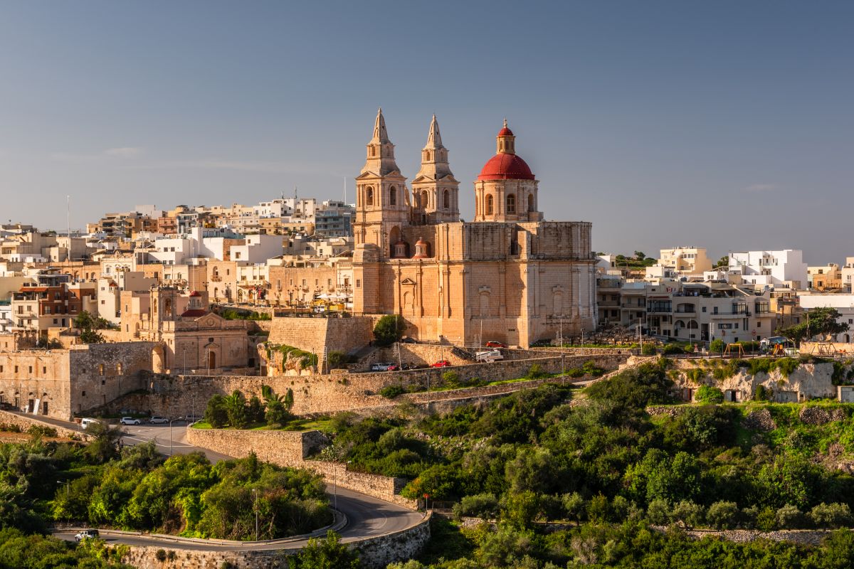 The church of our Lady in Mellieha, Malta at sunny day