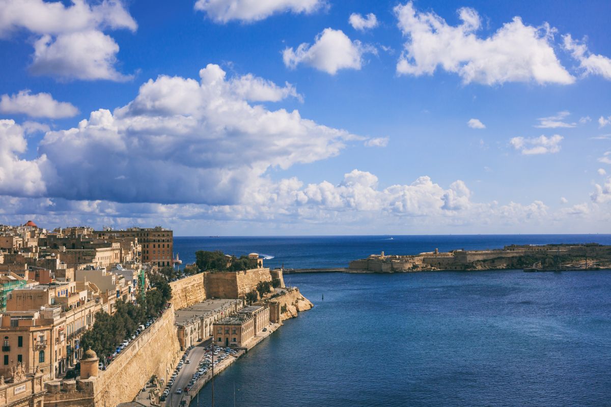 Valletta, Malta. Grand harbor entrance, view from Upper Barrakka Gardens