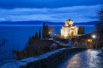 Old town Ohrid . Lake Ohrid. Aerial view. Church.
